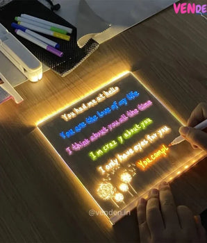 Personalised 3D Acrylic GlowNotes Message Board Lamp with 12 Colourful Markers
