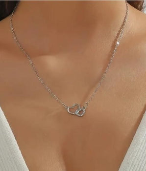 Women's Dual Heart Pendant with Chain Micro Plating