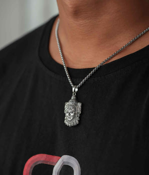 Silver Mahakal Pendant WIth Chain