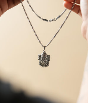 Silver Mahakal Pendant WIth Chain