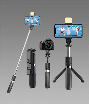 Extendable Flash 3-in-1 Selfie Stick Tripod with Bluetooth Remote